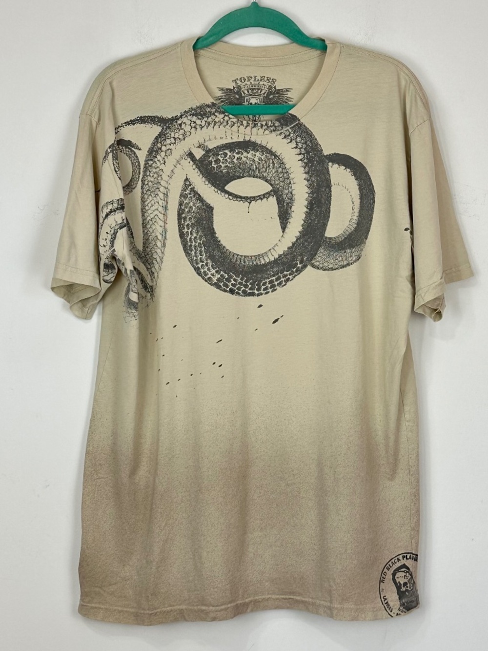 Topless California Mens Snake Skull Graphic Tee Shirt L City Urban Reptile